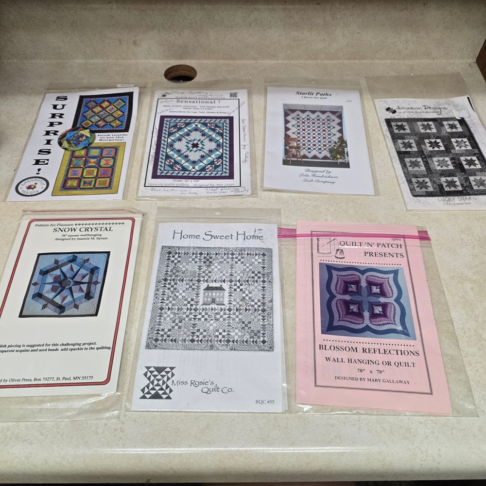 Lot of 7 Quilt Patterns Miss Rosies Grizzly Gulch Atkinson Designs Snow Crystal